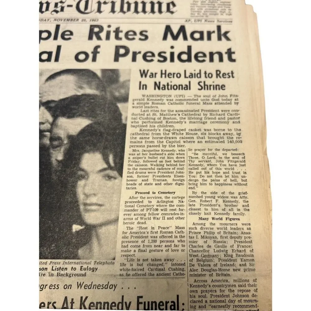 Vintage Newspaper Keneddy Funeral And Oswald Murder Nov 25 1963 - Picture 3 of 5